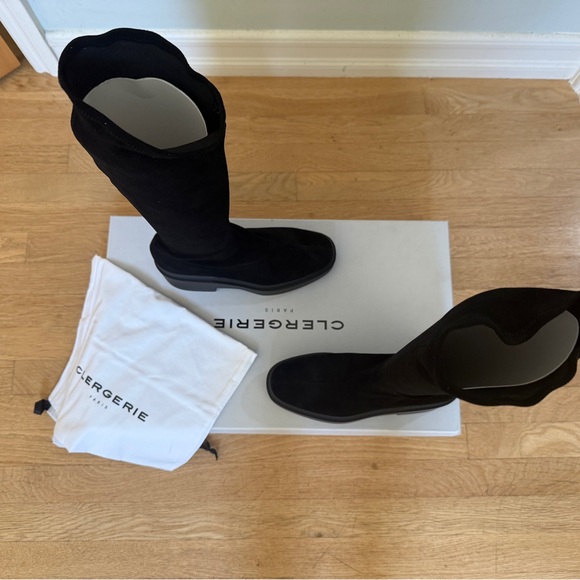 Robert Clergerie Nova Suede Stretch Black Platform Boots - Picture 11 of 12